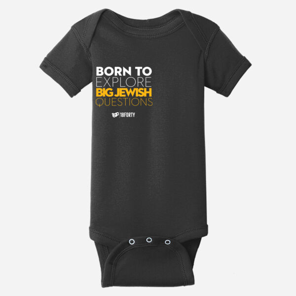 Born To Explore Big Jewish Questions - Infant Short Sleeve Baby Rib Bodysuit Thumbnail