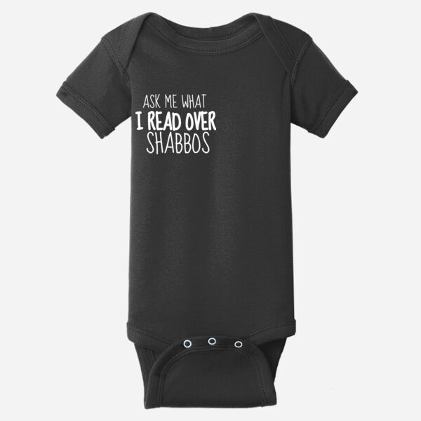 Ask Me What I Read Over Shabbos - Infant Short Sleeve Baby Rib Bodysuit Thumbnail