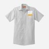 Short Sleeve Striped Industrial Work Shirt Thumbnail